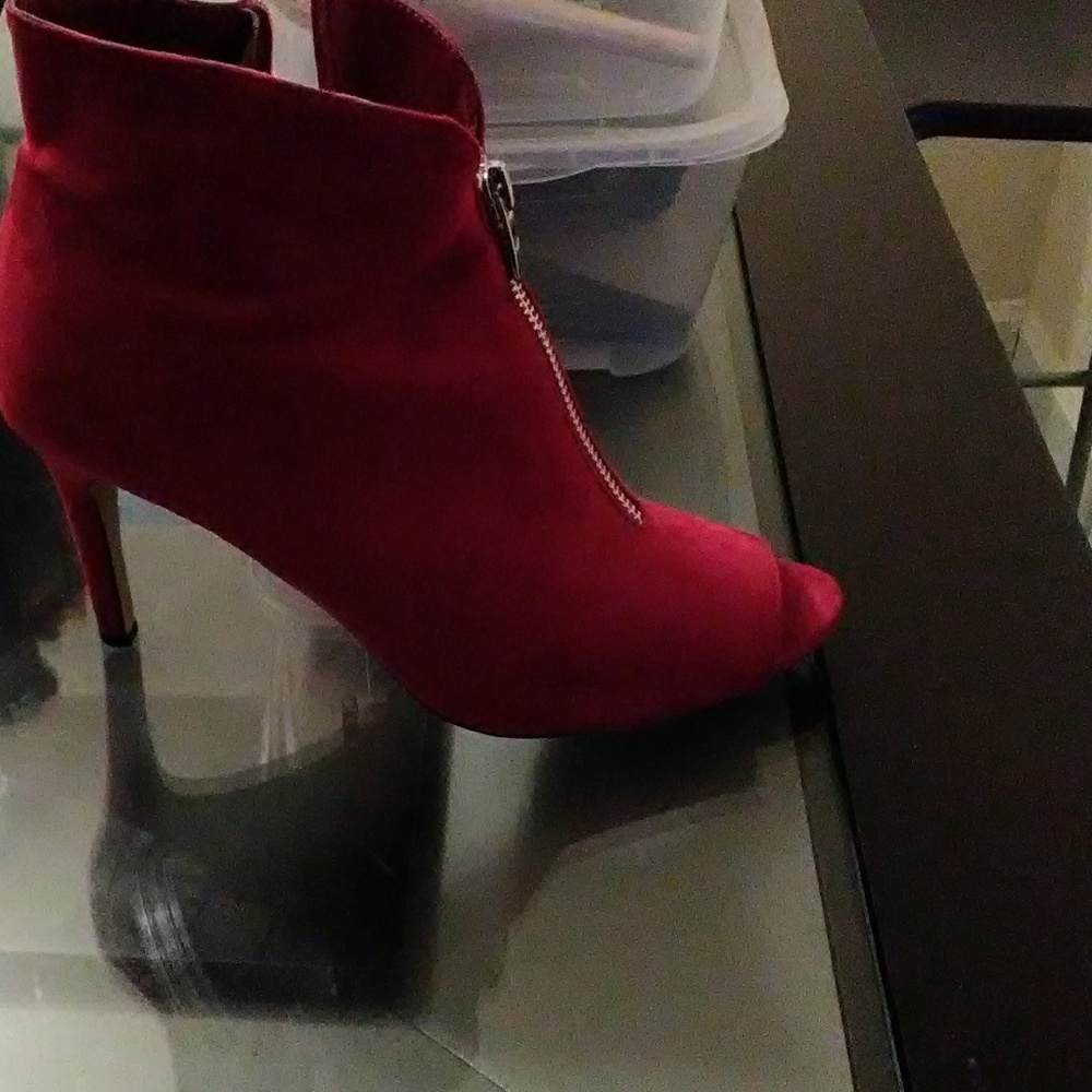 Red ankle boots